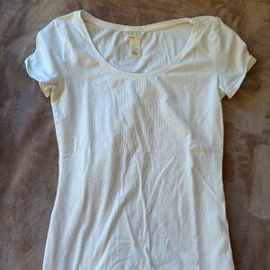 H&M White Scoop Neck T Shirt